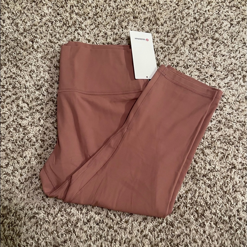 LULULEMON ALGIN HR CROP LEGGING PANTS HIGH RISE PINK SCHI 21 LENGTH, PLUS 16